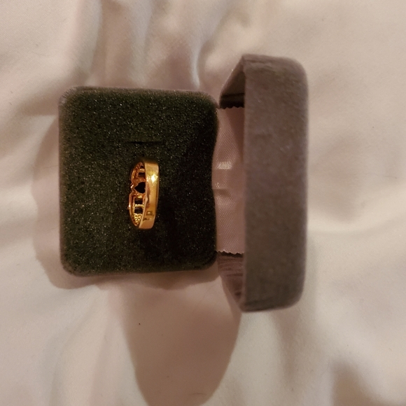 925 silver Gold Tone Amethyst & CZ  Heart Ring - Picture 5 of 5